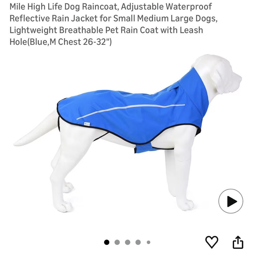 Waterproof Size Med Blue Dog Raincoat with Reflective Stripes 💙